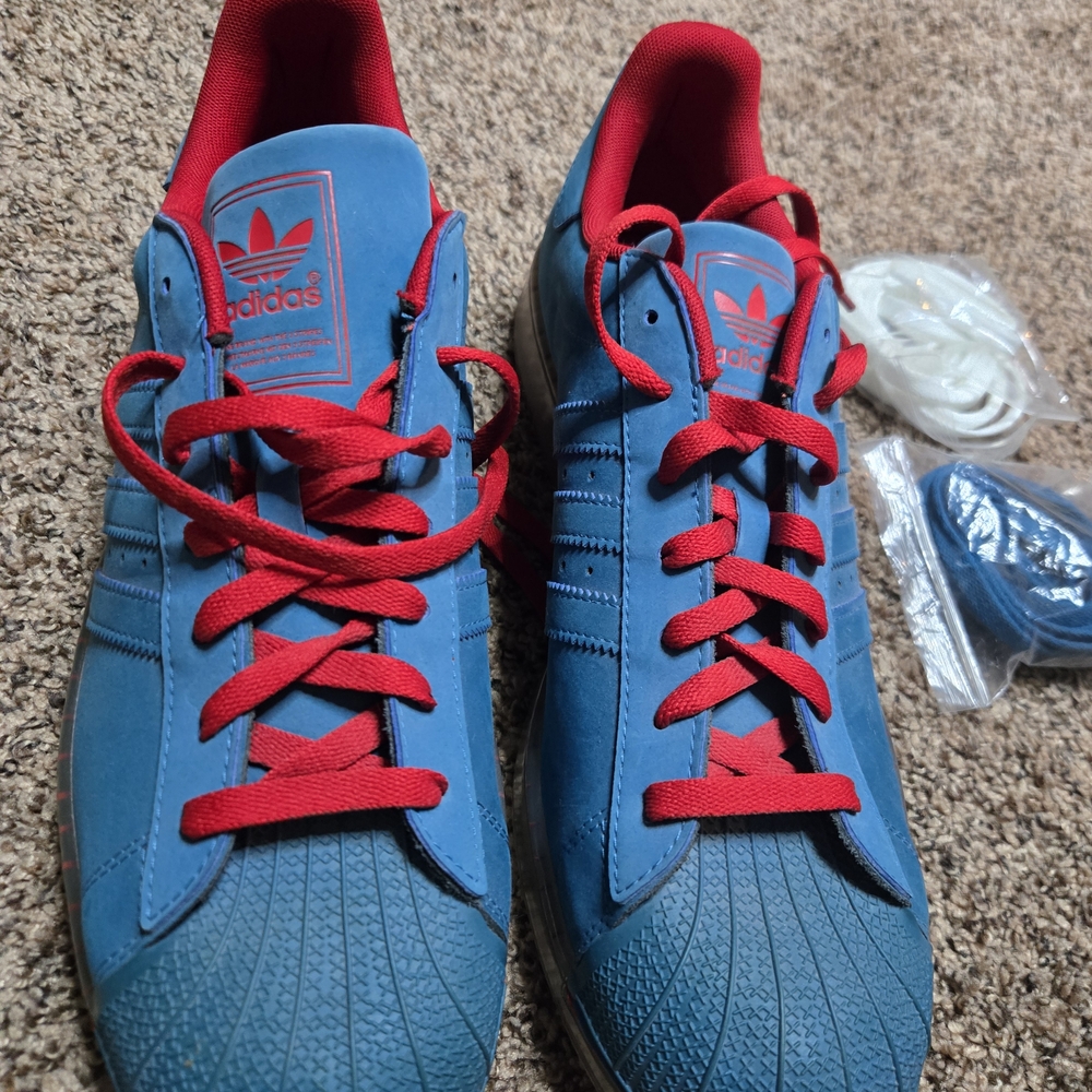 *Size 13* Adidas Men’s Athletic Sneakers in Blue with Red Accents - Picture 2 of 9